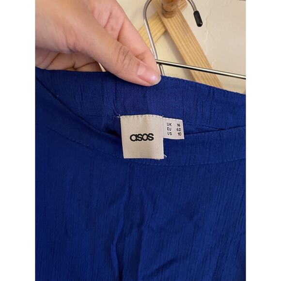 ASOS Maxi Skirt Women's 10 High Rise Cobalt Blue Slit Lined SIde ZIp - Picture 2 of 7